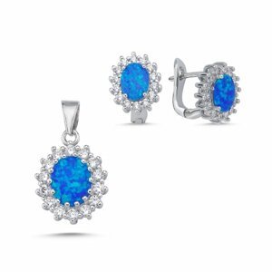 Luxusní sada šperků s  modrým opálem a zirkony Classy