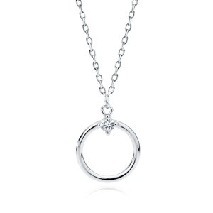 Klenoty Amber Stříbrný náhrdelník kruh se zirkonem