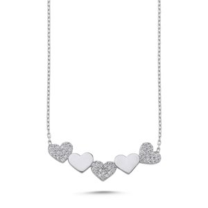 Klenoty Amber Luxusní stříbrný náhrdelník drobná srdíčka