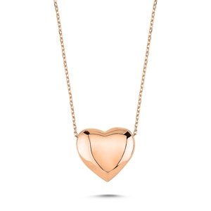 Klenoty Amber Stříbrný klenutý srdcový náhrdelník - růžové zlacení
