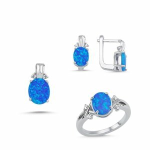 Luxusní sada šperků s  modrým opálem a zirkony Elite Velikost: 52