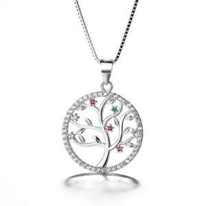 10266 Stříbrný přívěsek s řetízkem TREE OF LIFE barevné zirkony Ag925/1000; ≤2,92 g