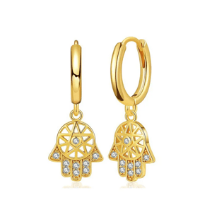 10406 Stříbrné náušnice HAMSA ruka pozlacené Ag925/1000; ≤1,48 g