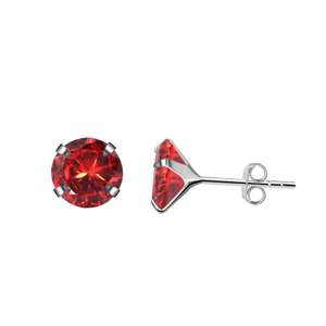 10504 Stříbrné náušnice RED RUBY Ag925/1000; ≤1,15 g