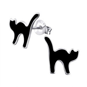 10573 Stříbrné náušnice BLACK CAT Ag925/1000; ≤0,47 g