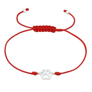 10581 Náramek červený s přívěskem TLAPKA Ag925/1000; ≤0,57 g