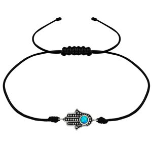 10587 Náramek černý s přívěskem HAMSA Ag925/1000; ≤0,70 g