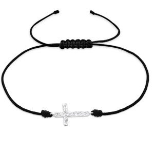 10590 Náramek černý s přívěskem KŘÍŽEK Ag925/1000; ≤0,54 g