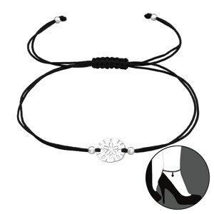 10623 Náramek černý s přívěskem KVĚTINA Ag925/1000; ≤0,83 g