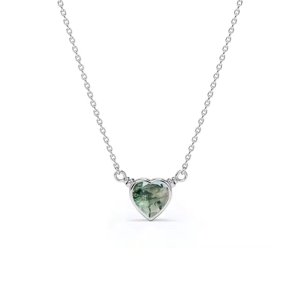 11107 Stříbrný přívěsek s řetízkem MOSS HEART s mechovým achátem Ag925/1000; ≤3,00 g