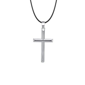 11270 Stříbrný přívěsek KŘÍŽ s koženou černou šňůrkou 55 cm | šířka 2,0 mm Ag925/1000; ≤5,36 g