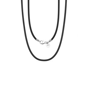 11567 Kožená černá šňůrka BRUNO 45 cm | šířka 2 mm Ag925/1000; ≤1,72 g