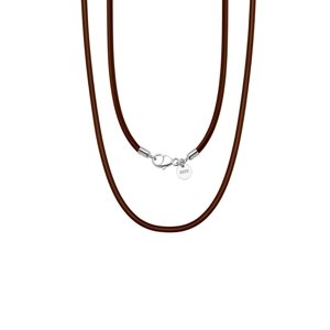11575 Kožená hnědá šňůrka BRUNO 60 cm | šířka 2 mm Ag925/1000; ≤2,14 g