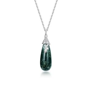 11802 Stříbrný přívěsek s řetízkem JOURNEY s mechovým achátem Ag925/1000; ≤4,12 g