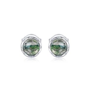 11806 Stříbrné náušnice FLOW s mechovým achátem Ag925/1000; ≤1,12 g