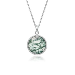 11812 Stříbrný přívěsek s řetízkem PRESENCE s mechovým achátem Ag925/1000; ≤2,86 g