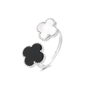 11841 Stříbrný nastavitelný prsten LUCKY JODIE black & white Ag925/1000; ≤3,08 g