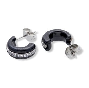 Ewena Náušnice chirurgická ocel / porcelán 12 mm Black + dárkové balení