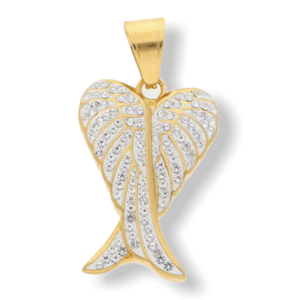 Ewena Přívěsek andělské křídlo DUO chirurgická ocel  GOLD 4,7 x 3,2 cm + dárkové balení