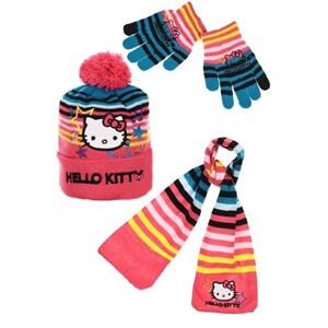 Sun City Dívčí sada čepice, prstové rukavice a šála Hello Kitty velikost 52