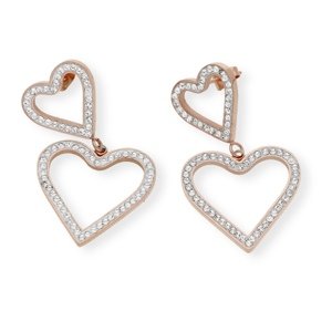 Ewena Stříbrné náušnice srdíčko z chirurgické oceli Pink Gold + dárkové balení