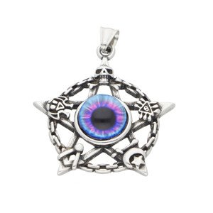 Ewena Přívěsek z chirurgické oceli, amulet s barevným okem + dárkové balení