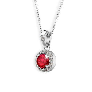 Zlatý dámský přívěsek DF 3099, bílé zlato, rubín s diamanty