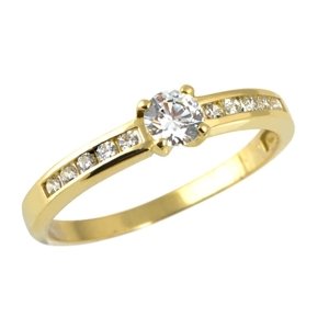 Zlatý prsten se zirkony PR0105F + DÁREK ZDARMA