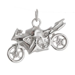 Stříbrný přívěšek silniční motorka STRZ0392F + dárek zdarma