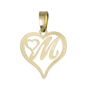 Přívěšek srdce s písmenem M ze žlutého zlata ZZ0436F