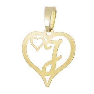 Přívěšek srdce s písmenem J ze žlutého zlata ZZ0488F + dárek zdarma