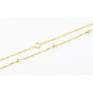 Dámský stříbrný pozlacený řetízek singapore s kuličkami 45cm STRR0197F