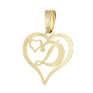 Přívěšek srdce s písmenem D ze žlutého zlata ZZ0586F + dárek zdarma