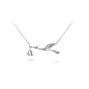 Stříbrný náhrdelník čáp s miminkem JMAN0178SN45
