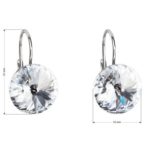 Stříbrné náušnice visací s krystaly Swarovski bílé kulaté 31106.1
