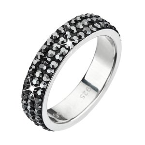 Stříbrný prsten s krystaly Swarovski černý 35001.5