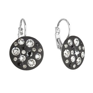 Náušnice bižuterie se Swarovski krystaly černé kulaté 51034.3