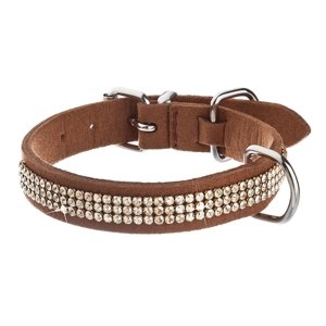 Psí obojek se Swarovski krystaly hnědý 37002.1