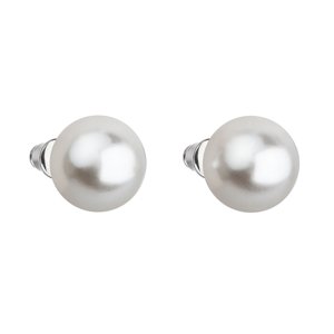Náušnice bižuterie se Swarovski perlou bílé kulaté 71070.1
