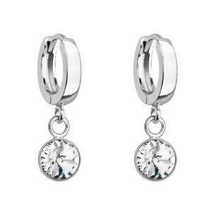 Stříbrné visací náušnice kroužky se Swarovski krystalem 31300.1 bílé