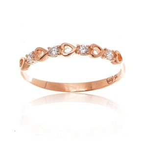 Prsten z růžového zlata s čirými zirkony PR0386F + DÁREK ZDARMA