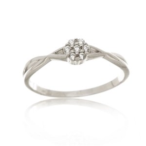 Dámský prsten z bílého zlata s čirými zirkony PR0405F + DÁREK ZDARMA