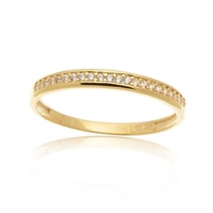 Zlatý prsten s čirými zirkony PR0423F + DÁREK ZDARMA