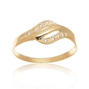 Dámský prsten ze žlutého zlata s čirými zirkony PR0431F + DÁREK ZDARMA