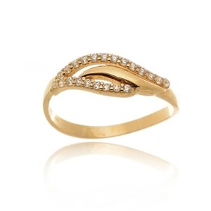 Dámský prsten ze žlutého zlata se zirkony PR0480F + DÁREK ZDARMA
