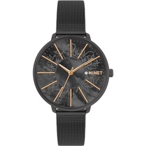 Dámské hodinky MINET PRAGUE Black Flower MESH MWL5161 + Dárek zdarma