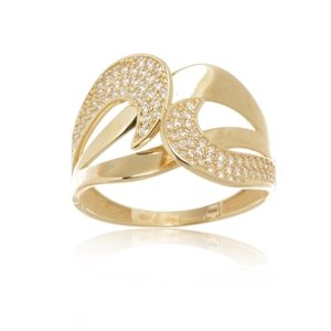 Dámský prsten ze žlutého zlata s čirými zirkony PR0502F + DÁREK ZDARMA