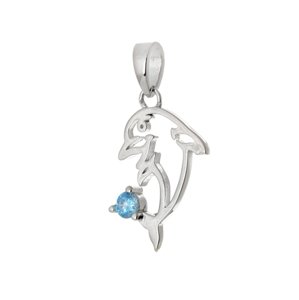 Stříbrný přívěšek delfín s modrým zirkonem STRZ0822F