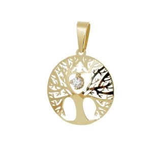 Zlatý přívěšek strom života s diamantem BZ0012F + DÁREK ZDARMA