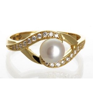 Zlatý prsten s perlou PR0150F + DÁREK ZDARMA